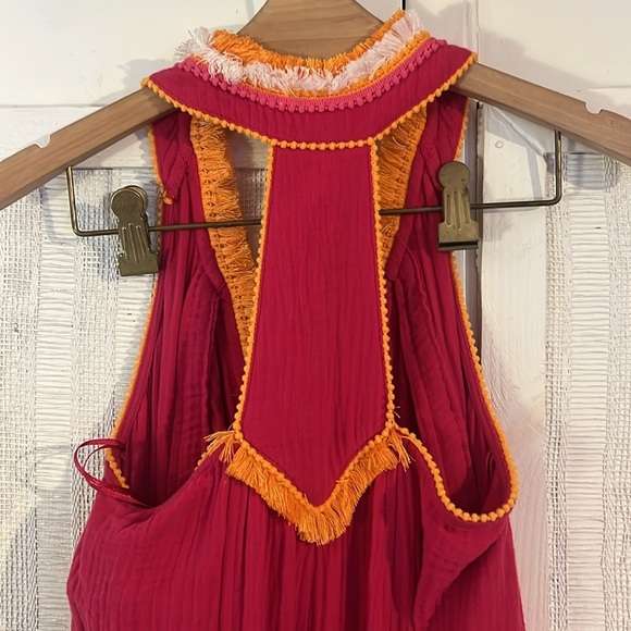 Magaschoni Raspberry T- Back Fringe Dress NWT SZ XS - Picture 6 of 6